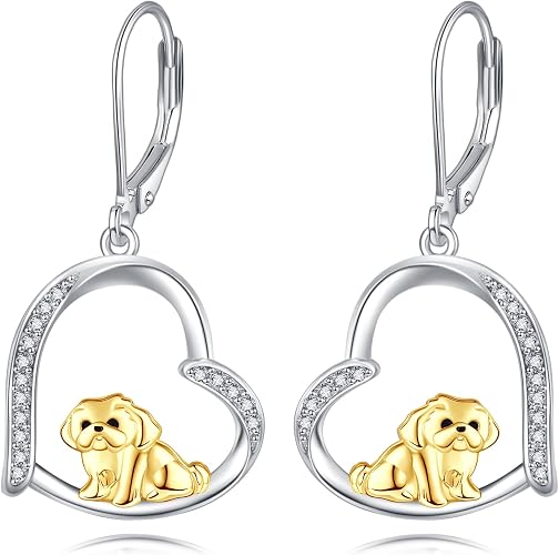 Shih Tzu Dog Dangling Earrings