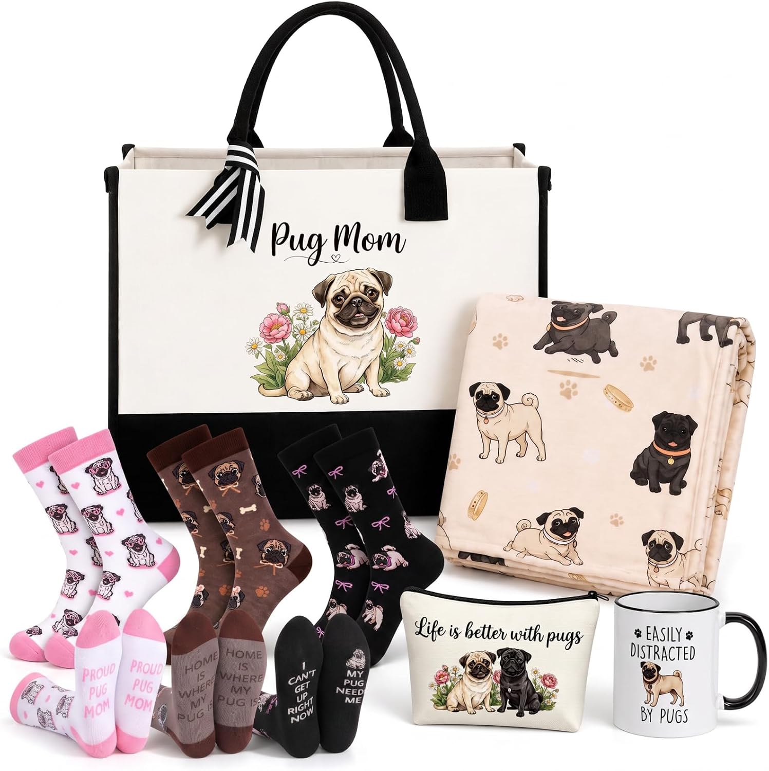 7 Pcs Pug Dog Gift Set