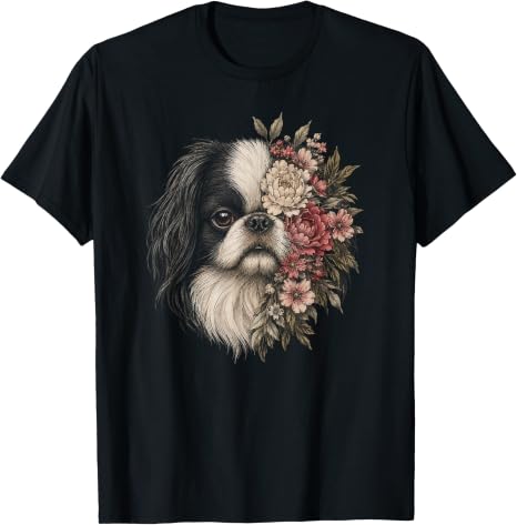 Japanese Chin Dog Floral T-Shirt