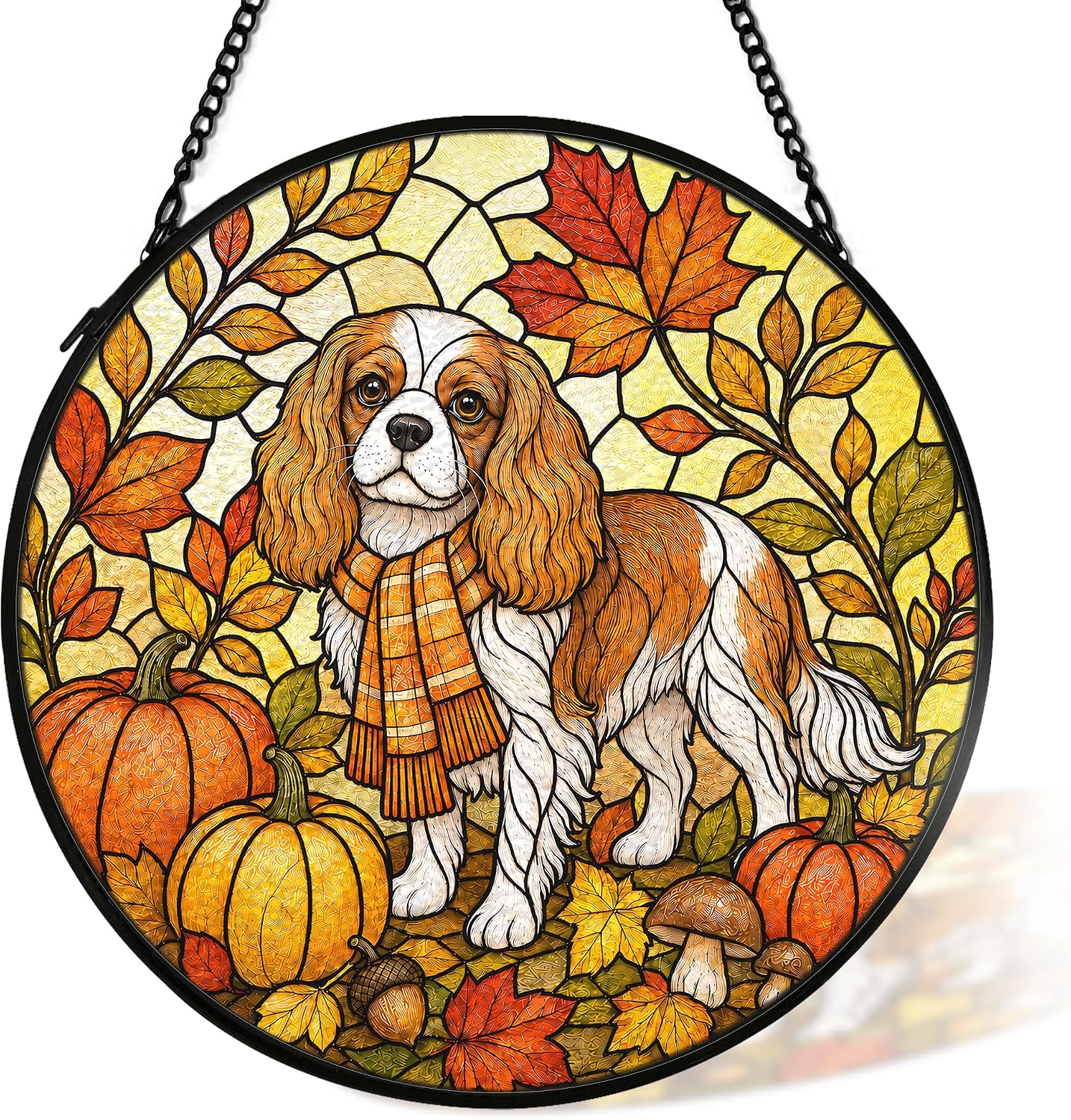 Cavalier King Charles Dog Stained Glass Suncatcher