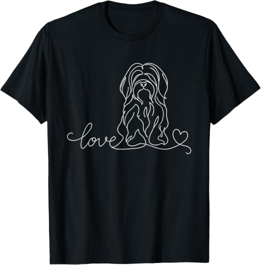 Tibetan Terrier Dog Line Art T-Shirt