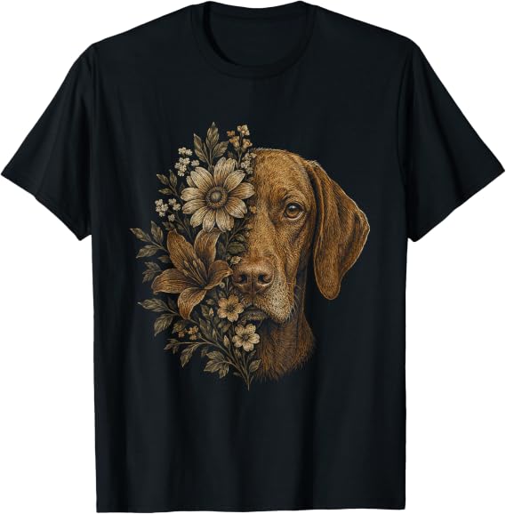 Floral Vizsla Dog T-Shirt