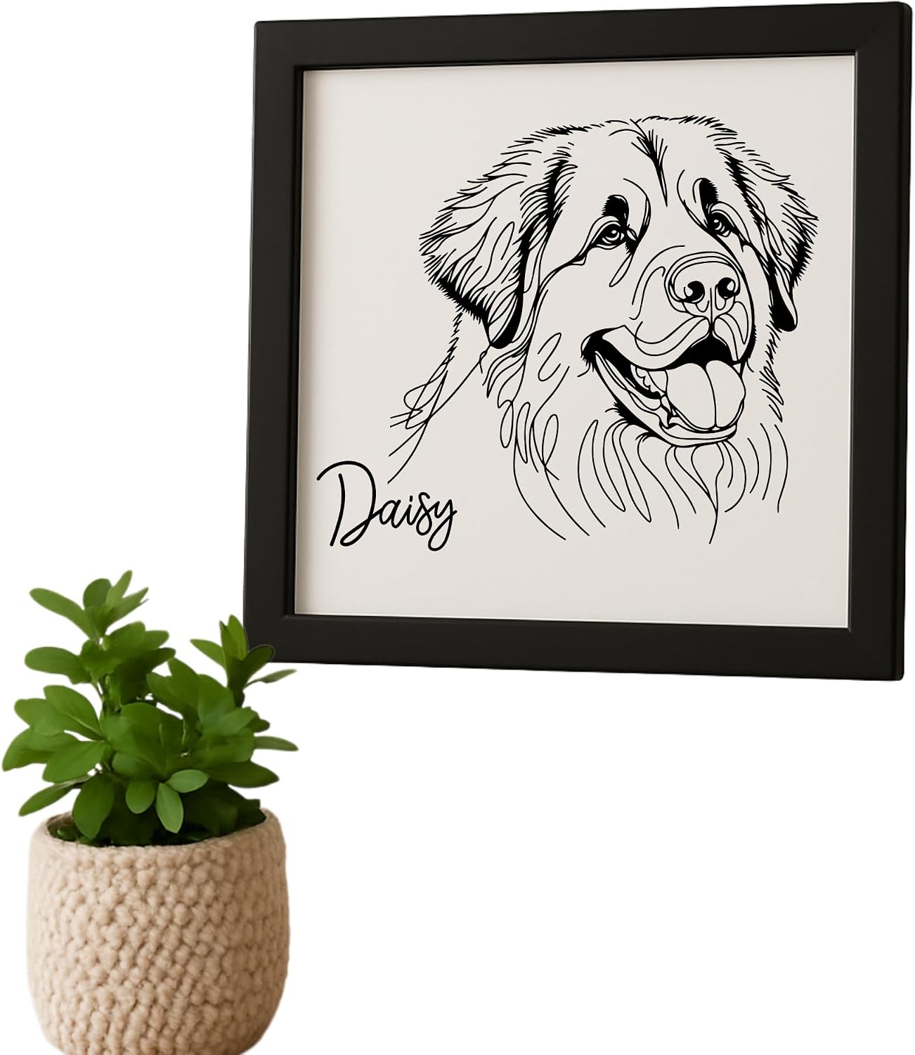 Framed Line Art Leonberger Dog