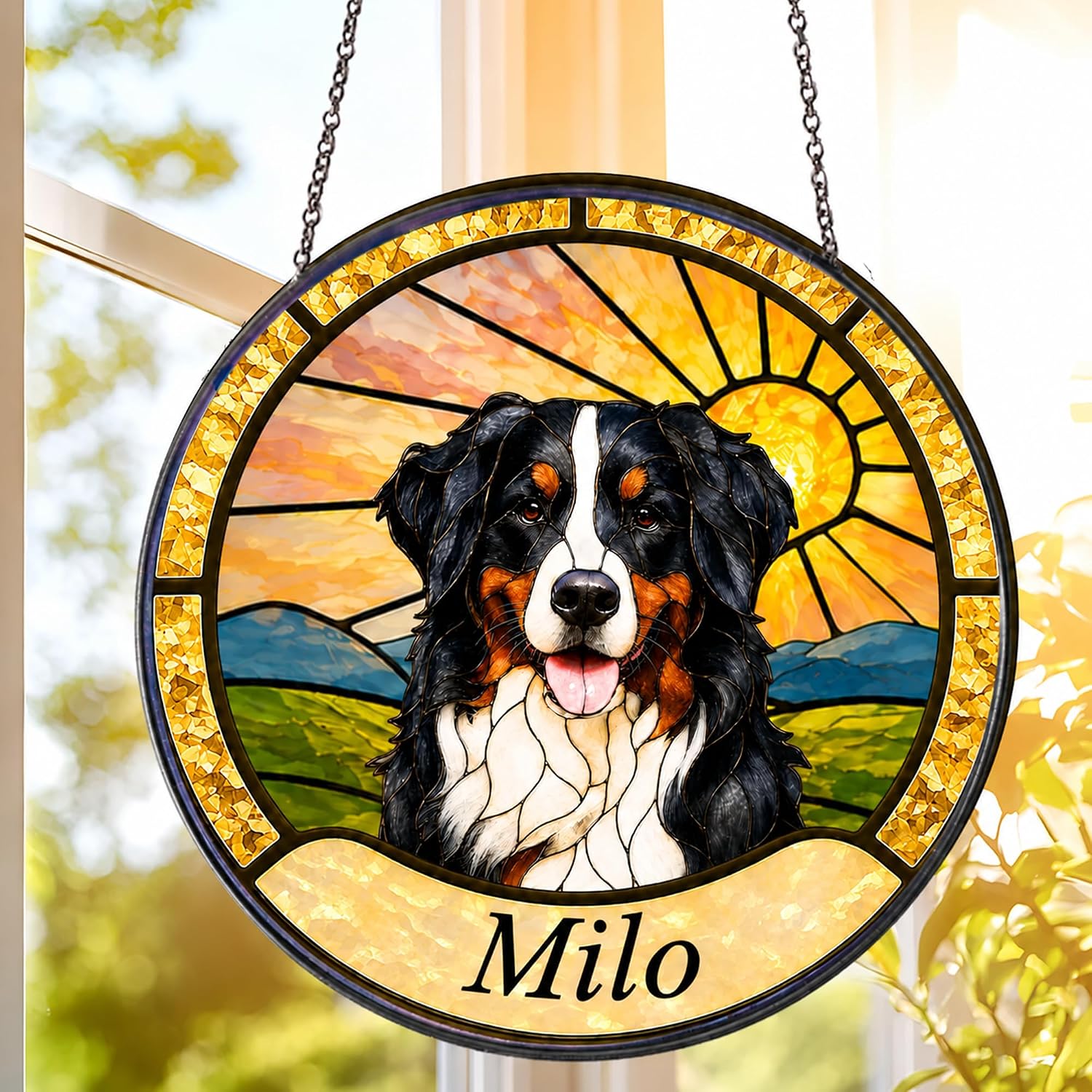 Australian Shepherd  Dog Stained Glass Suncatcher
