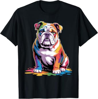 English Bulldog Art for Men Women Kids English Bulldog T-Shirt