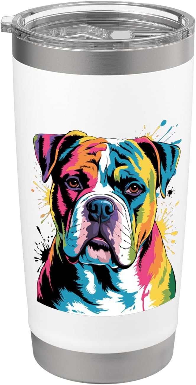 American Bulldog Art For Men Women Kids American Bulldog Stainless Steel Insulated Tumbler