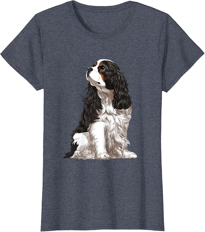 Sitting Dog Tri-Color Cavalier King Charles Spaniel T-Shirt