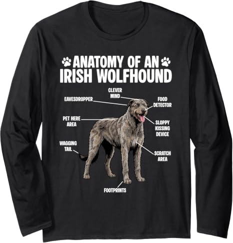 Irish Wolfhound Anatomy Long Sleeve T-Shirt