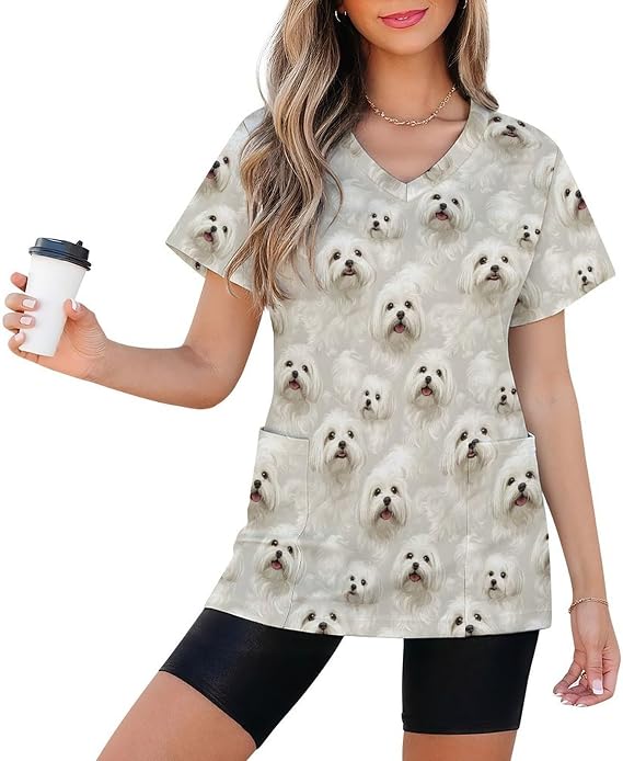 Maltese Dog Scrubs